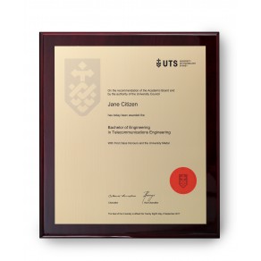 UTS Large - Gold on Rosewood Plaque