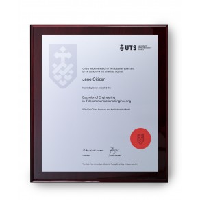 UTS Large - Silver on Rosewood Plaque