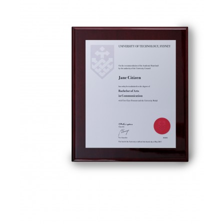 UTS Small - Silver on Rosewood Plaque